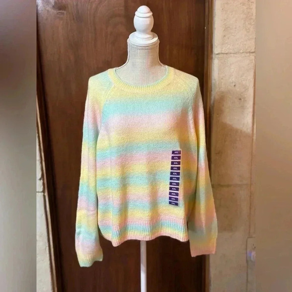BB Dakota by Steve Madden Yellow Pastel Ombre Pullover Sweater Plus Size XXL New - Picture 11 of 12